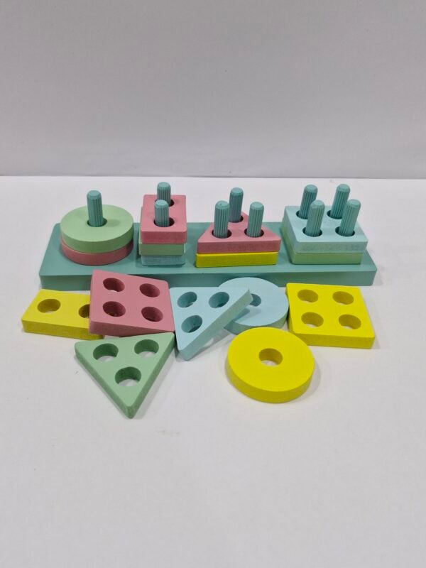 Wooden Angle Geometric Blocks Stacker Shape Sorter Column Puzzle