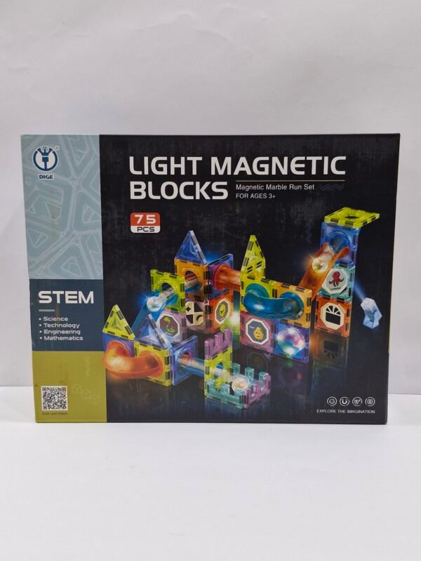 Light Magnetic Tiles Building Blocks for Kids Magnetic Marble Run Toys for Kids - 75 Pieces