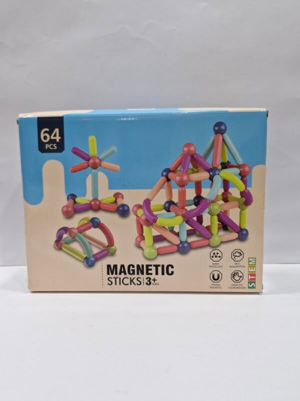 Magnetic Sticks Building Blocks Educational Toys With Magnetic Sticks & Balls For Kids (64 Pieces Multicolor)